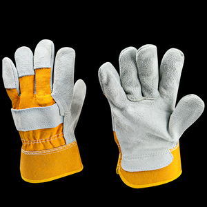Gants en cuir à forte adhérence avec double patch de paume Gants de travail durables à double paume avec manchette caoutchoutée Gants de gréement en cuir - Product Image 5