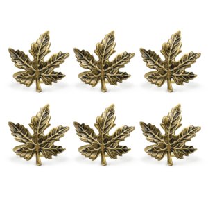 Servilletero de hoja de arce antiguo, servilletero de latón macizo - Product Image 3