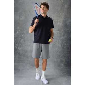 T-shirt basique pour homme bleu marine, en coton épais et doux, coupe ample avec col polo - 88382, tissu tricoté - Product Image 4