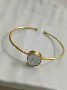 กำไลข้อมือหินเดี่ยวแบบปรับได้กำไลทองเงินชุบทองดีไซน์เฉพาะกำไลข้อมือทองเหลืองแบบแฟชั่น - Product Image 3