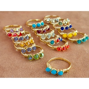 Stylish Gold-Plated Fashion <b>Rings</b> with Vibrant Stones for Resale Appeal - Product Image 3