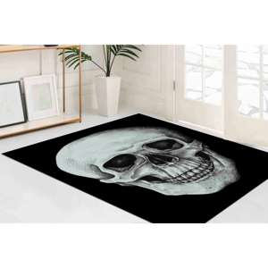 <b>Skull</b> Rug: Black Loft <b>Decor</b>, Modern Gothic Home Accent,With Pile Soft Rug - Product Image 2