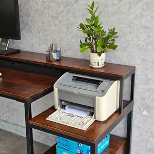 Integrated Printer Shelf 165x60cm Computer <b>Desk</b> with Drawer FD68061 Rubber Wood PC <b>Desk</b> Wooden and Metal <b>Folding</b> Feature - Product Image 3