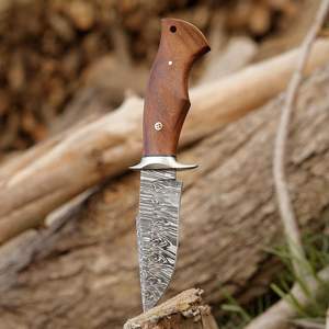 Cuchillo de Caza de Acero de Damasco Forjado a Mano con Mango de Madera para Supervivencia al Aire Libre, Camping, Pesca, Cuchillos de Caza con Hoja de Acero de Damasco - Product Image 2