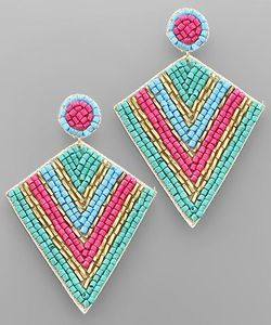 Festival Style <b>Thread</b> Embroidery <b>Beaded</b> Earrings - Product Image 4