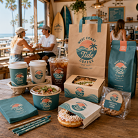 AT PACK Gobelets à café jetables personnalisés, fournitures d'emballage pour café, gobelets en papier, gobelets en PET, sacs à emporter, ensemble de contenants alimentaires