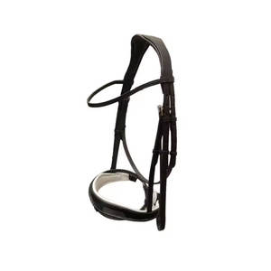 Bride anatomique en cuir de nouvelle conception avec casque rembourré doux et bride en cuir de cheval de bande de nez - Product Image 5