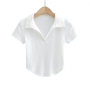 OEM Custom Logo Women's Golf for Shirts Breathable Casual Knitted Jersey Short Sleeve - Product Image 4