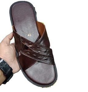 Venta al por mayor de cuero genuino de los hombres zapatillas de verano con suela de goma Slip-On transpirable cómodo calzado de cuero OEM personalizado - Product Image 6