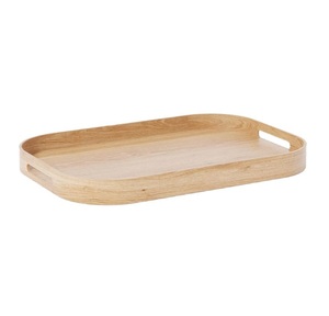 Plateau en bois, plateau de service pour le petit-déjeuner, table à café, poignées en bambou, plat à bonbons, plat à nourriture en bois, plat à pain, plat à pâtisserie, plat rectangulaire pour le déjeuner - Product Image 1