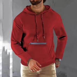 Sudadera con capucha para hombre con estampado personalizado, tejido de lana, diseño de bolsillo de ajuste regular, ropa de calle transpirable de otoño - Product Image 2