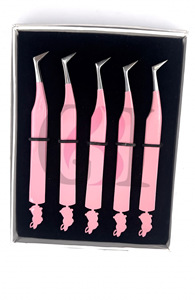 Pince à épiler pour extensions de cils de haute qualité en acier inoxydable antistatique 10 mm avec revêtement en poudre rose clair et pointe argentée, instrument de beauté - Product Image 6