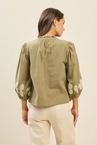 Chemises à manches longues en coton vintage pour femmes, vente chaude, broderie, confortables, respirantes, coton gaze écologique, ODM, bureau - Product Image 2