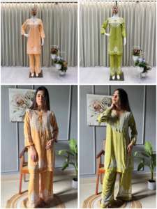 Ensemble Kurta et Plazzo Traditionnel Brodé pour Femmes, Confortable et Exclusif, Vêtement Ethnique Élégant pour les Fêtes, Évacuation de l'Humidité - Product Image 4