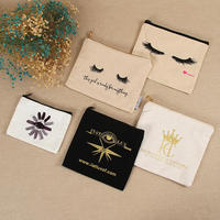 Pochette cosmétique en toile de coton biologique écologique personnalisée étui à fermeture éclair de style vintage avec motif de bonbons sac d'emballage avec logo