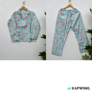 Conjunto de pijama tejido de algodón con estampado de tigre hecho a mano para mujer, ropa de dormir nupcial con cuello en V, cintura elástica, cómoda, noche, vida diaria, Primavera - Product Image 1