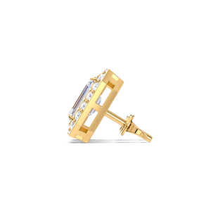 ต่างหูเพชรทรงเหลี่ยมมรกต 1 กะรัต แบบ Halo ชุบทองคำขาว 18K ชุบทองคำขาว ชุบทองคำชมพู ชุบโรเดียม ดีไซน์หรูหราทรงแปดเหลี่ยม - Product Image 2