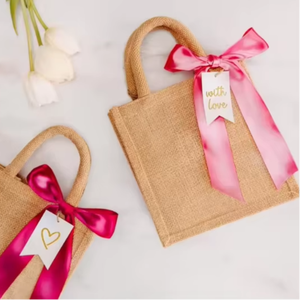 Meilleures ventes de sacs en jute à logo imprimé personnalisé avec poignée en toile de jute Ligne de textiles et de produits en cuir à haute capacité - Product Image 5
