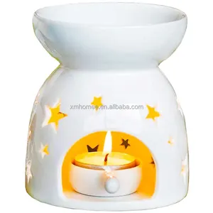 Queimador de óleo essencial de cera, suporte de vela em cerâmica para tealight, queimador de aroma de cerâmica, suporte para tortas de aromaterapia, aquecedor de cera