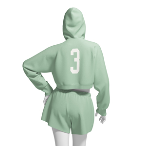Ensemble sweat-shirt et short pour femmes, deux pièces, vêtements de détente décontractés, survêtement, tenue de mode estivale pour la salle de sport, la course à pied, vêtements de sport, oem odm - Product Image 2
