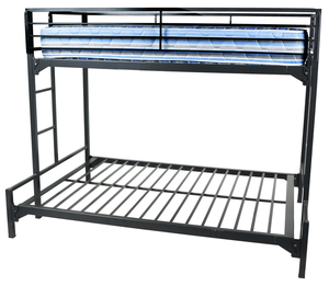 <span class=keywords><strong>Letto</strong></span> a Castello in Metallo Nero con Scala Laterale Dritta, <span class=keywords><strong>Letto</strong></span> a Due Piani in Acciaio <span class=keywords><strong>per</strong></span> Dormitorio del Personale - Product Image 2