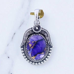 Colgantes de Plata de Ley 925 de Alta Calidad, Joyería con Piedras Preciosas de Turquesa y Dalia Violeta, Precio al por Mayor, Colgantes con Dijes Disponibles - Product Image 2