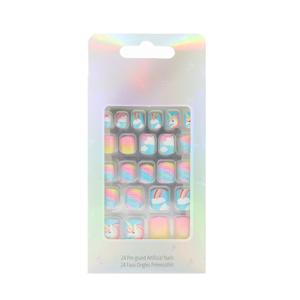 Uñas Postizas Acrílicas Cortas Reutilizables con Diseño de Unicornio Hechas a Mano, Puntas Largas Cuadradas con Patrón 800307811718 PDVT0149 - Product Image 1