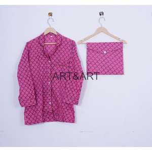 Conjunto de pijamas de algodón 100% para mujer, cuello en V, manga larga, ropa de casa Floral, conjunto de pijama cómodo para todas las estaciones, traje de fiesta, Frente perfecto - Product Image 6