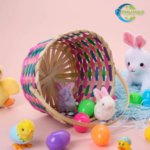 Personalized Colorful Easter <b>Basket</b> BAMBOO <b>BASKETS</b> From Vietnam Handmade Holiday <b>Basket</b> for Festive <b>Display</b> & Gifts - Product Image 5