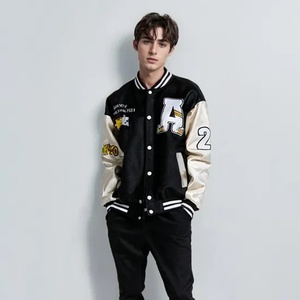 Veste universitaire de baseball à manches en cuir avec broderie en chenille pour hommes, veste Letterman d'hiver, veste en coton vintage pour hommes - Product Image 3