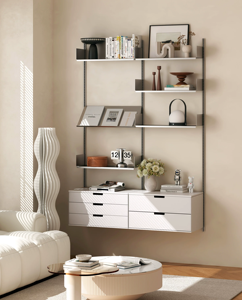 Roestvrij staal scheidingswand uit één stuk Koffiehoek Wandgemonteerd rek Vierkant display Meerlaags Modern Duurzaam - Product Image 3