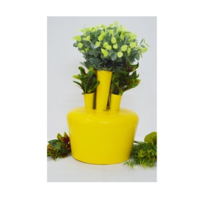 Vase de revêtement en poudre jaune Design Unique chaud vente indien Antique couleur fleur Vase luxe Style Vase pour la maison de luxe - Product Image 1