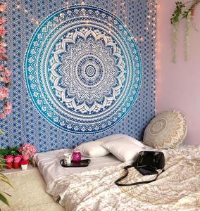 Mandala indio hecho a mano tapiz bohemio tela de algodón tapiz colgante de pared Mandala juego de sábanas colcha - Product Image 4