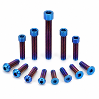 Kit Baut Titanium GR5 Kustom Berlapis Anodisasi Warna Biru Terbakar, Sekrup Kepala Tombol Hex Socket untuk Produsen Sepeda Motor Listrik