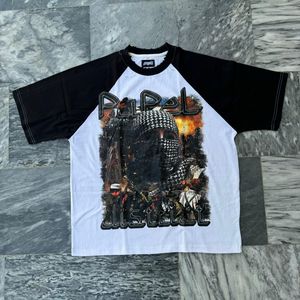 American Raglan Sleeve T-shirts graphiques surdimensionnés vintage pour hommes Heavyweight 100% Cotton Screen Printing Cropped Boxy Style - Product Image 2