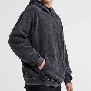 Sudadera con Capucha Bordada de Forro Polar Lavado al Ácido para Hombre, Estilo Vintage, Ajuste Regular, de Alta Calidad, Personalizada, para Invierno - Product Image 5