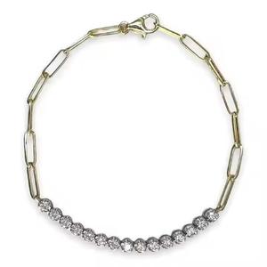 Bracelet de tennis minimaliste en or jaune et diamant Bracelet Moissanite Cadeau d'anniversaire romantique - Product Image 3