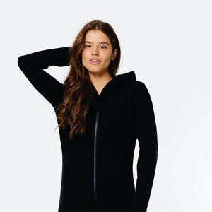 Mono ajustado para mujer, 93% algodón, 7% elastano, unidireccional, con cremallera, bolsillo frontal, color negro - Product Image 6