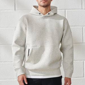 Sweat à capuche pour homme de luxe, coupe classique, extensible dans les 4 sens, tricoté en coton et fibre de bambou, streetwear, broderie personnalisée, fermeture éclair sur le devant - Product Image 1