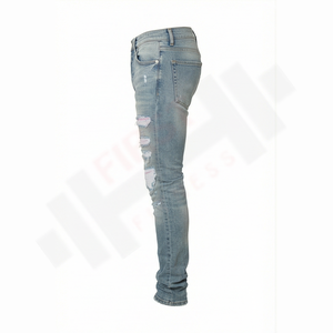 Jeans de Mezclilla para Hombre, Estilo Vintage, Lavado, Desgastado, Corte Recto, 100% Algodón, Primavera, Verano, Otoño - Product Image 3