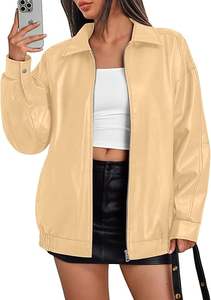 Veste de moto en similicuir pour femmes de qualité supérieure vêtements d'automne et de printemps à la mode manteau d'hiver surdimensionné à fermeture éclair vêtements d'extérieur OEM - Product Image 2