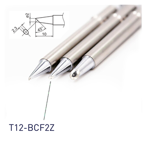 Pointe de fer à souder Hakko T12-BCF2Z Shape-2BC (Z) de type pince et couteau, connecteur à insertion incliné à 45 degrés, en cuivre sans oxygène - Product Image 1