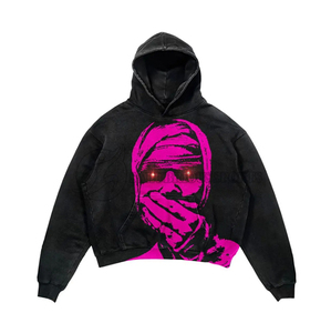 Pull à capuche surdimensionné de haute qualité pour hommes Style Vintage Streetwear Logo personnalisé imprimé en gros polaire solide - Product Image 4