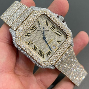 Montre de luxe en moissanite sertie de diamants, cadran romain doré et argenté, bijoux hip-hop, montre-bracelet automatique style diamant - Product Image 3