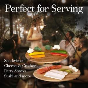 6 tablas de madera de acacia con soporte, perfectas para servir sushi, queso, d'oeuvre hors, charcutería, sándwiches, juego de 7 piezas - Product Image 2