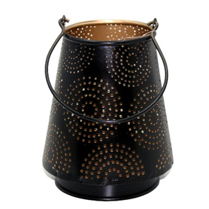 Hot Selling Iron Hanging <b>Lantern</b> With Handle Gold and <b>Black</b> Colour Set of 3 Large Size Tea Light Holder for Christmas Decoration - Product Image 2