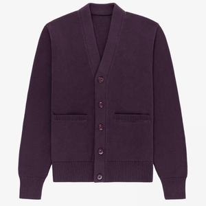 เสื้อคาร์ดิแกนไหมพรมแขนยาวคอวีลายสก็อตสีพื้นสำหรับฤดูหนาว ราคาขายส่ง รับสั่งทำสีตามต้องการ สไตล์ลำลอง - Product Image 4