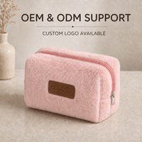 Pochette de maquillage et trousse à cosmétiques personnalisées avec logo, en minky, grande capacité, écologiques, durables, portables, avec fermeture éclair, pour femmes, pour les voyages