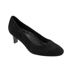 Comode Scarpe da Sposa Nere in Camoscio con Tacco a Blocco e Punta Aperta, Modello Trotters Fab, con Rialzo Interno, Misura 10.5, per Primavera Estate - Product Image 1