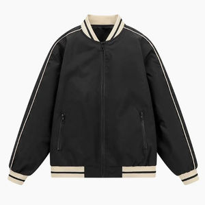 Veste en satin pour hommes Veste universitaire en satin soyeux 100% polyester Veste de baseball respirante à coques pour hommes Épaisseur standard - Product Image 1